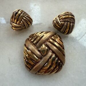 Italian V 925 Pendant and Earrings 925 Sterling Silver Vermeil Gold Tone Vintage